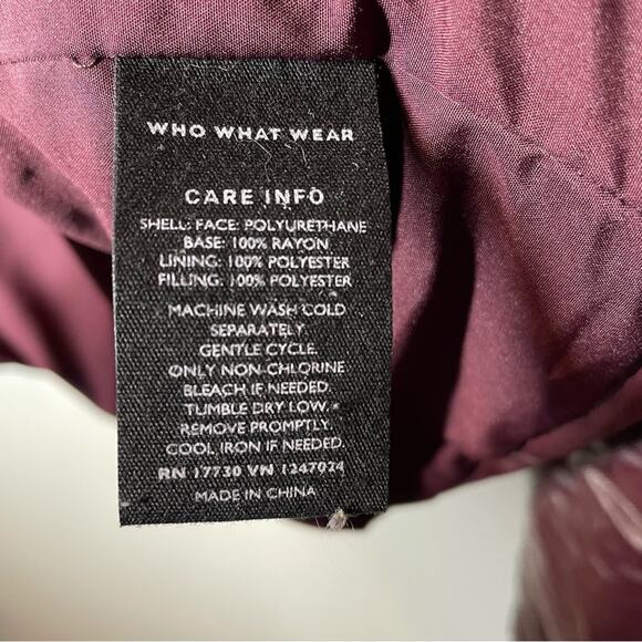 Who What Wear Purple Eggplant Vegan Leather Puffer Bubble Jacket Large - Picture 6 of 9